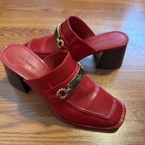 Tory Burch‎ Red Leather Women's Mules Heels